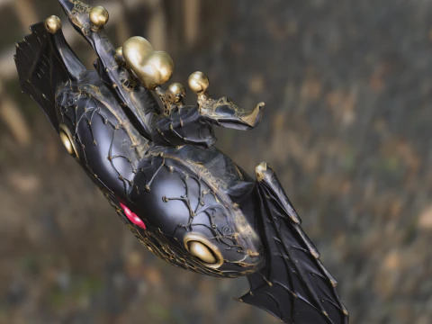 Gothic Heart Bat Artifact 3D Model