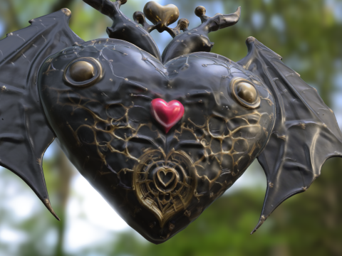 Gothic Heart Bat Artifact 3D Model