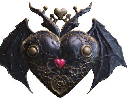 Gothic Heart Bat Artifact 3D Model