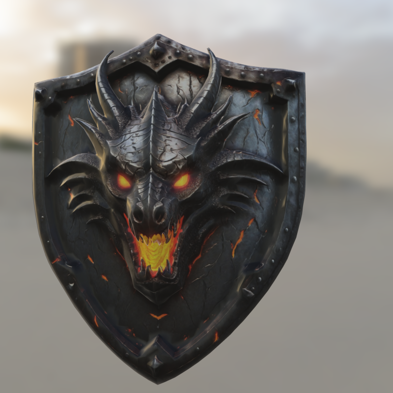 Infernal Dragon Shield 3D Modell .c4d .max .obj .3ds .fbx .stl .blend 