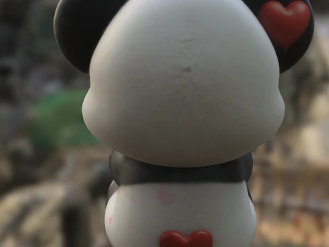 Cute Panda with Heart 3D Model