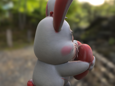 Cute Bunny Holding Heart 3D Model