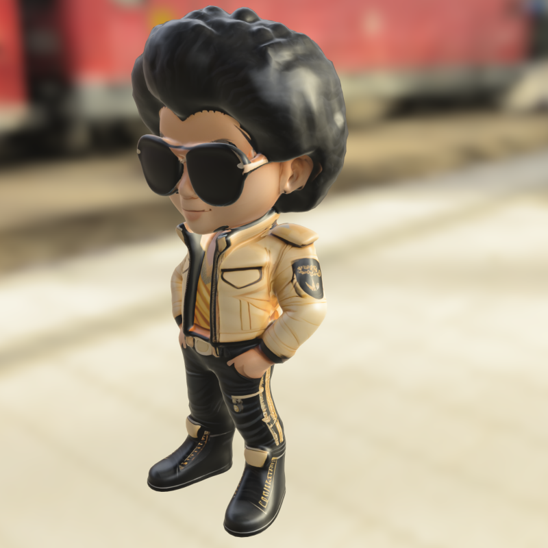 Cool Retro Rockstar 3D Model .c4d .max .obj .3ds .fbx .stl .blend
