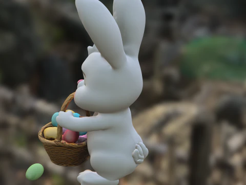 Osterhase mit Korb 3D Modell