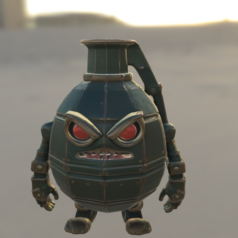 Angry Grenade Bot Stylized Explosive 3D Modell .c4d .max .obj .3ds .fbx .stl .blend 