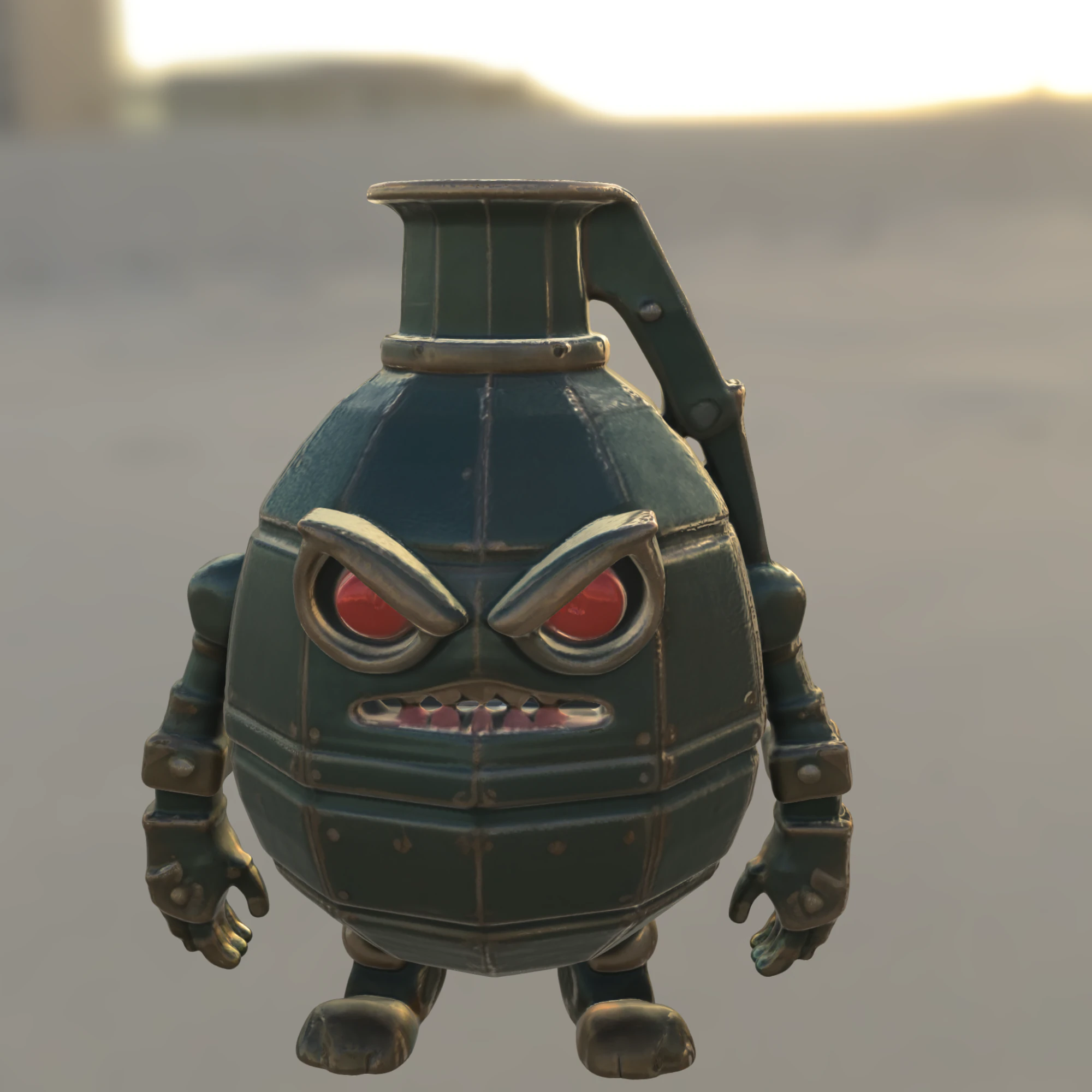 Angry Grenade Bot Stylized Explosive 3D Model .c4d .max .obj .3ds .fbx .stl .blend 