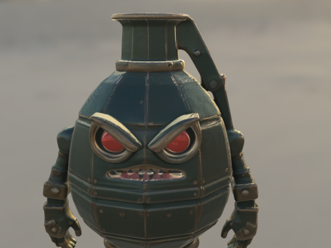 Angry Grenade Bot Stylized Explosive Modelo 3D