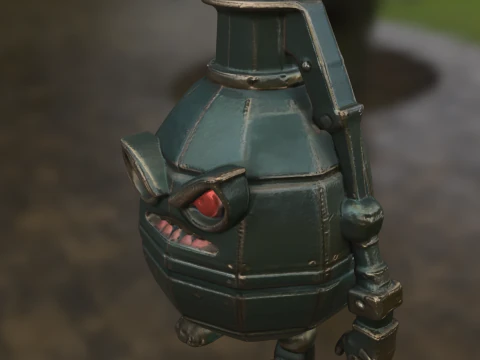 Angry Grenade Bot Stylized Explosive 3D Model