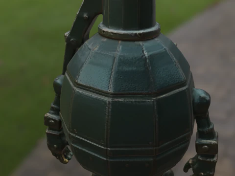Angry Grenade Bot Stylized Explosive 3D Model