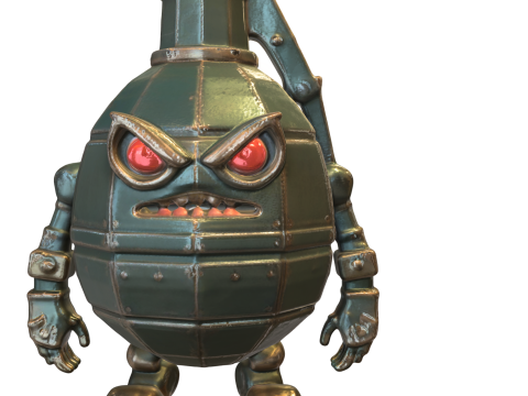 Angry Grenade Bot Stylized Explosive 3D Modell