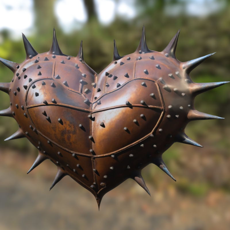 Spiked Rusty Heart Model 3D .c4d .max .obj .3ds .fbx .stl .blend 