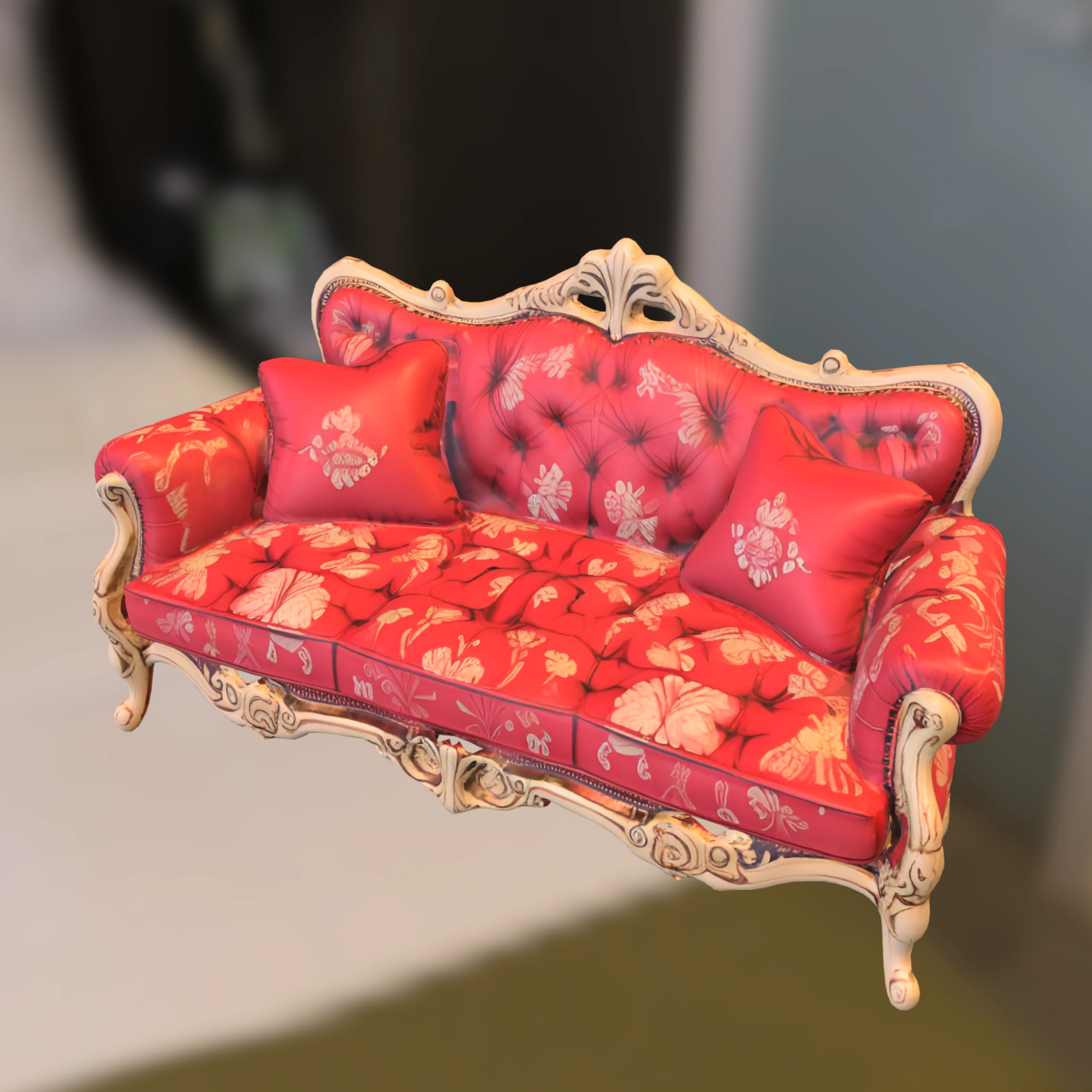 Vintage Ornate Sofa 3D Model .c4d .max .obj .3ds .fbx .stl .blend