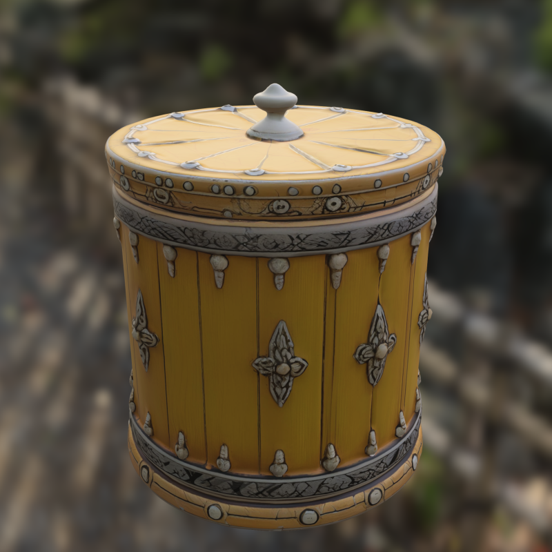 Medieval Ornate Barrel Containe 3D मॉडल .c4d .max .obj .3ds .fbx .stl .blend 