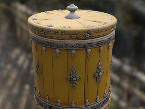 Medieval Ornate Barrel Containe 3D 模型