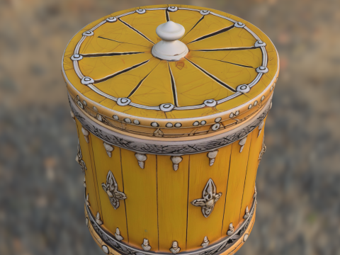 Medieval Ornate Barrel Containe 3D मॉडल