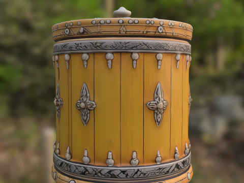Medieval Ornate Barrel Containe 3D मॉडल