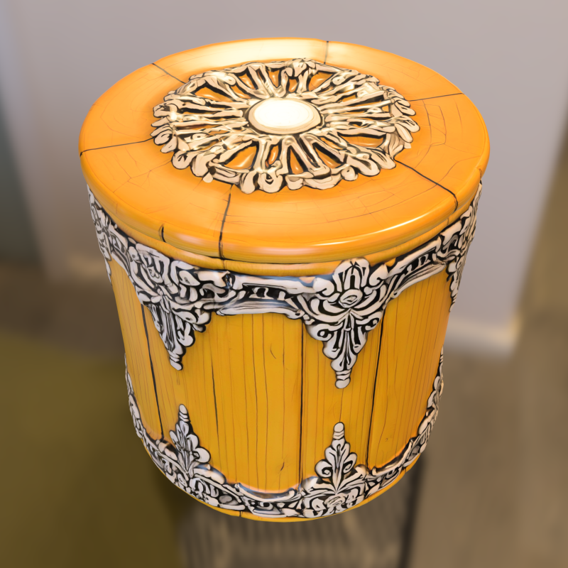 Baroque Fantasy Barrel 3D 模型 .c4d .max .obj .3ds .fbx .stl .blend 