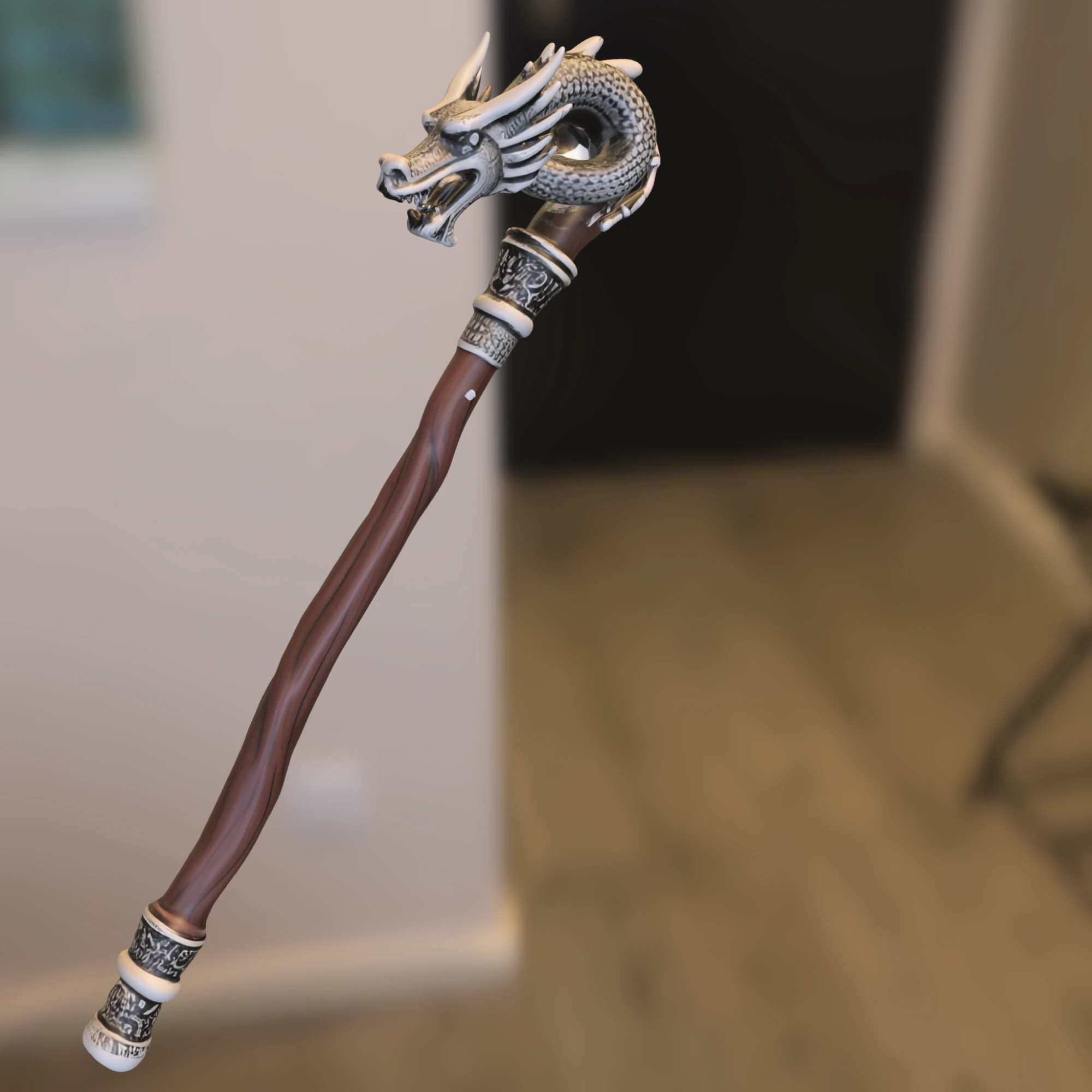 Dragon-Head Magic Staff 3D Model .c4d .max .obj .3ds .fbx .stl .blend 