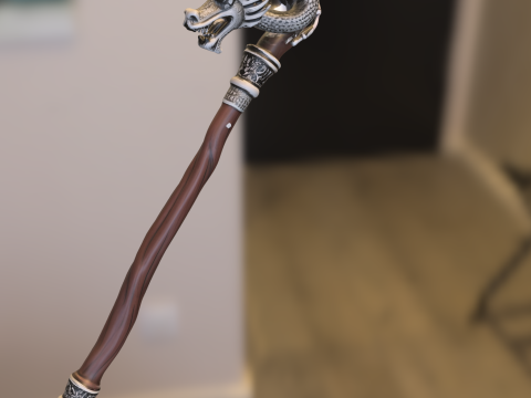 Dragon-Head Magic Staff 3D Model
