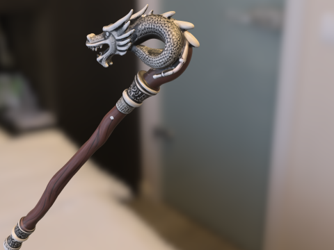 Dragon-Head Magic Staff 3D Model