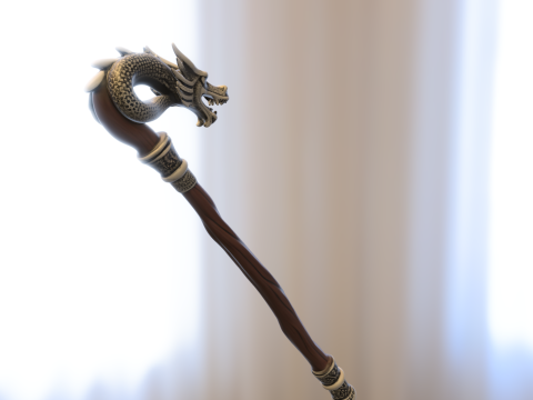 Dragon-Head Magic Staff 3D Model