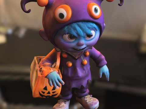Cute Halloween Trick orTreater 3D Model