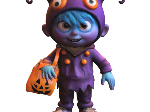 Cute Halloween Trick orTreater 3D Model
