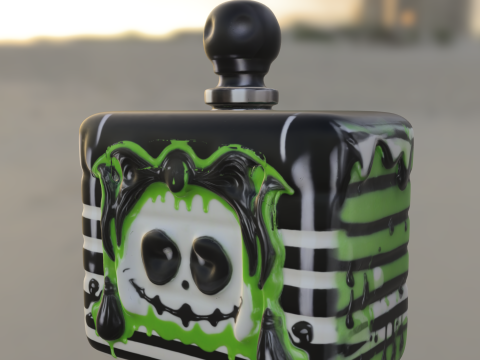 Beetlejuicer Cute Flask Halloween Bottle Model 3D