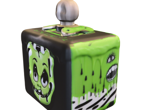 Green Monster Flask Cartoon Toxic Face Bottle Model 3D