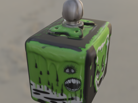 Green Monster Flask Cartoon Toxic Face Bottle 3D Modell