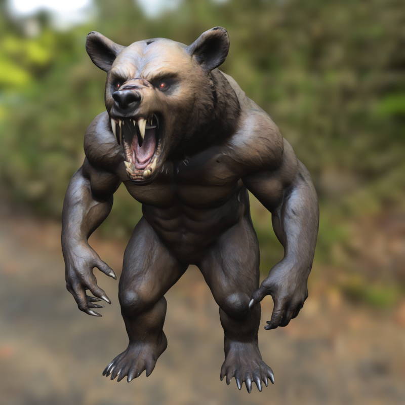 Mutant Werebear Ferocious Beast 3D Model .c4d .max .obj .3ds .fbx .stl .blend 