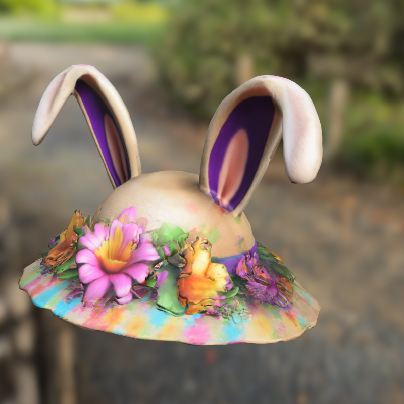 Spring Bunny Flower Hat 3D Modell .c4d .max .obj .3ds .fbx .stl .blend