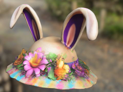 Spring Bunny Flower Hat 3D Model