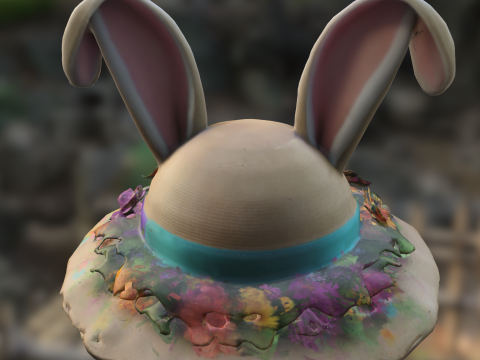 Spring Bunny Flower Hat 3D Modell