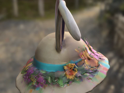 Spring Bunny Flower Hat 3D Model
