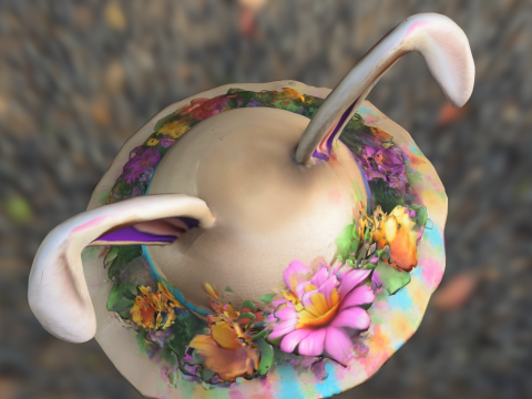 Spring Bunny Flower Hat 3D Modell