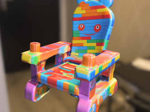 Colorful Cartoon Chair 3D मॉडल
