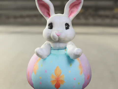 Cute Easter Bunny Plush 3D Model