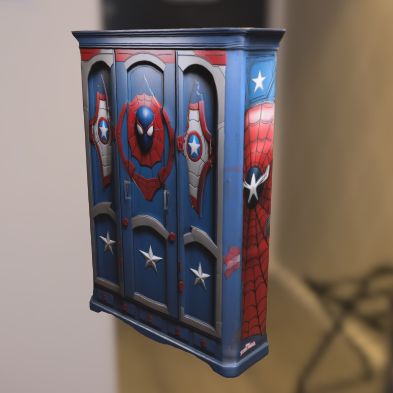 Superhero Themed Wardrobe Cabinet 3D 模型 .c4d .max .obj .3ds .fbx .stl .blend