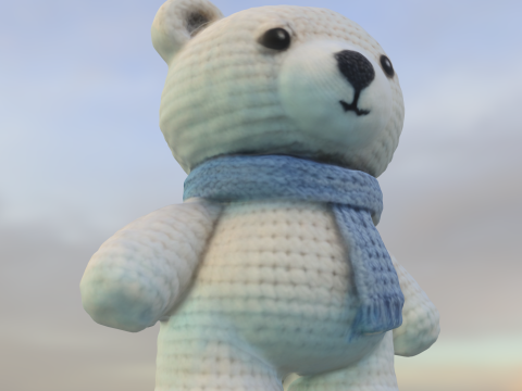 Crochet Polar Bear Plush 3D Model