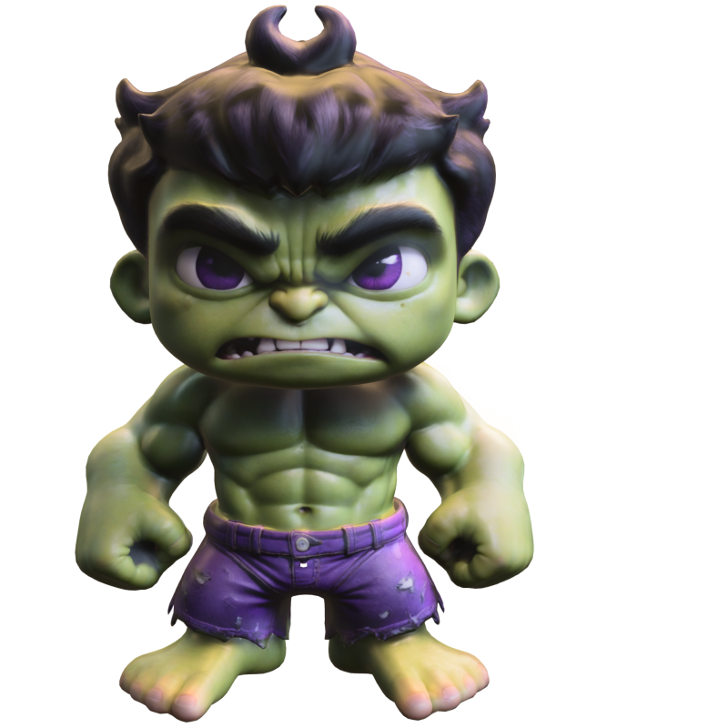 Chibi Hulk Inspired Hero 3D Модель .c4d .max .obj .3ds .fbx .stl .blend 