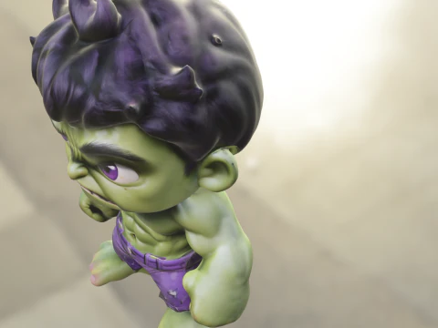 Chibi Hulk Inspired Hero 3D Model