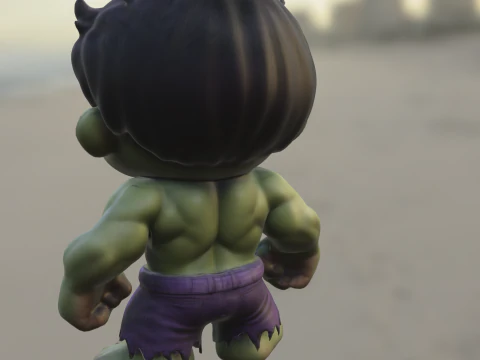 Chibi Hulk Inspired Hero 3D Model