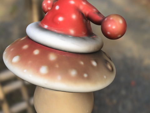 Chibi Mushroom Creature with Santa Hat 3D Model