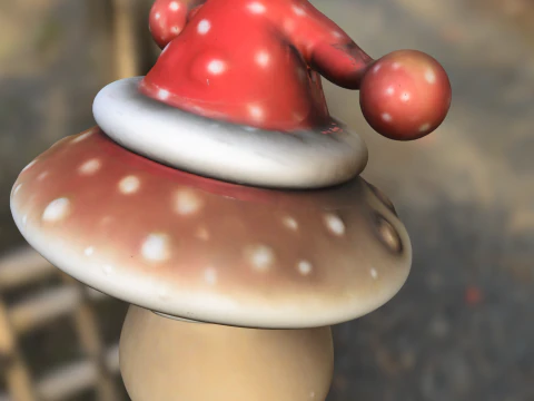 Chibi Mushroom Creature with Santa Hat 3D Model