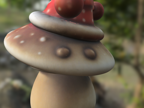 Chibi Mushroom Creature with Santa Hat 3D Model