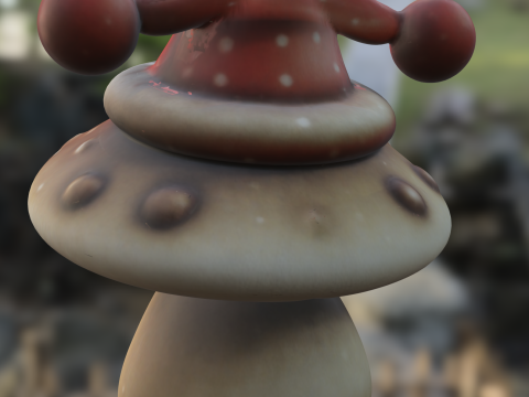 Chibi Mushroom Creature with Santa Hat 3D Model