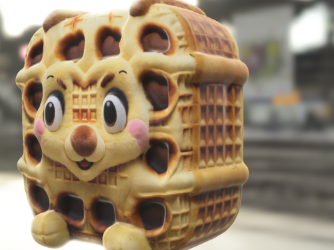 Waffle Critter Cartoon Food 3D Model