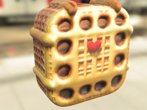 Waffle Critter Cartoon Food Modèle 3D