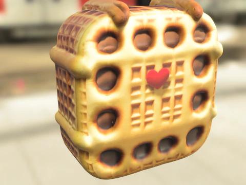 Waffle Critter Cartoon Food 3D Model